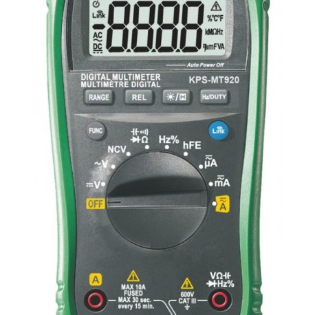 MULTÍMETRO BLUETOOTH 600V VOLT AC/DC, CORRIENTE AC/DC, TRMS, NCV, TRANSISTORES