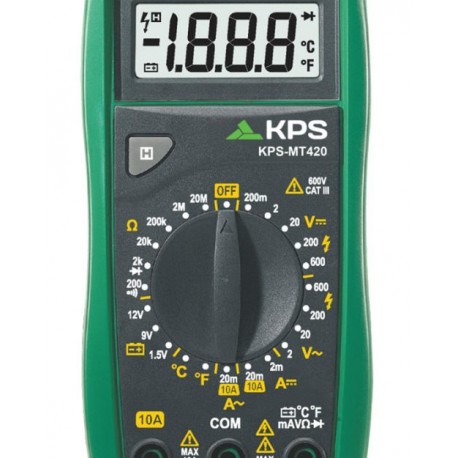 MULTÍMETRO 600V VOLT AC/DC, CORRIENTE AC/DC, TEMPERATURA, COMPROBADOR DE PILAS