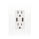 CONTACTO DUPLEX 2 POLOS MAS TIERRA CON 2 PUERTOS USB 2.1 AMP CON PLACA UNNO BLANCO INCLUIDA UNNO