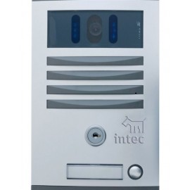TELECAMARA, EMPOTRABLE, 1 BOTON CON PLACA ALUMINIO ANODIZADO COLOR NATURAL, CHAPA ANTIRROBO INTEC