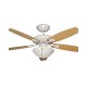 VENTILADOR DECORATIVO 52″ C/LUZ 2X60W E26 5 ASPAS REVERSIBLE 3 VEL. BLANCO/MAPLE USO INTERIOR | MASTERFAN