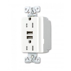 RECEPTACULO DUPLEX 15A 2 CARGADORES USB BLANCO ARROW HART