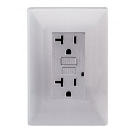 CONTACTO DUPLEX FALLA A TIERRA (GFCI) CON PLACA SILVER INCLUIDA ALPHA