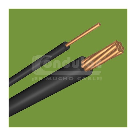 CABLE CON AISLAMIENTO TIPO THW 4 AWG, 90° 600V. COLOR NEGRO MCA. CONDULAC