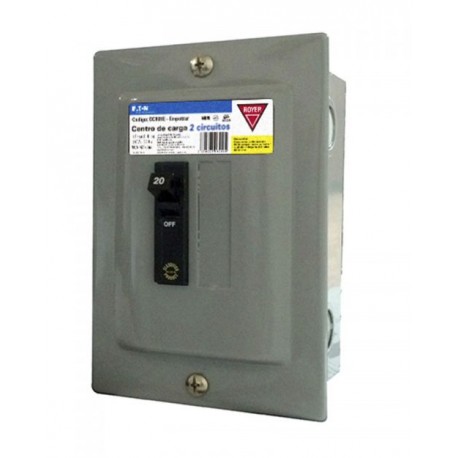 CCR02EN | CENTRO DE CARGA PARA EMPOTRAR 2 UNIDADES GRIS 10 3H 50A 240/120V/CA 60HZ NEMAL 1 | ROYER