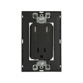 TOMA CORRIENTE 2P + T CON DOS CARGADORES USB SIN PLACA COLOR GRAFITO SIMON | Simon 25 | CODIGO 25454-38