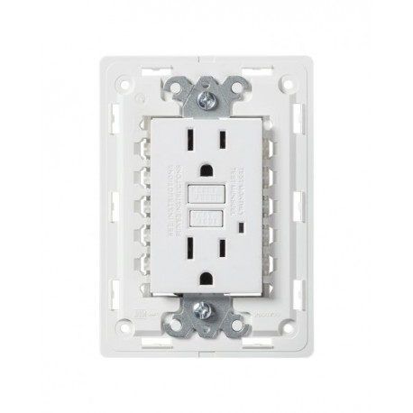 TOMA CORRIENTE DUPLEX ICFT C/CHASIS BLANCO S26 | Simon 26 | CODIGO 2600425-030