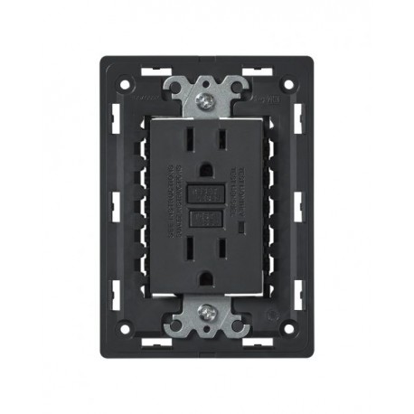 TOMA CORRIENTE DUPLEX ICFT C/CHASIS GRAFITO S26 | Simon 26 | CODIGO 2600425-038