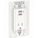 Toma de corriente 2P+T con 2 cargadores USB 2.1 A. 15A 127Vca. Blanco