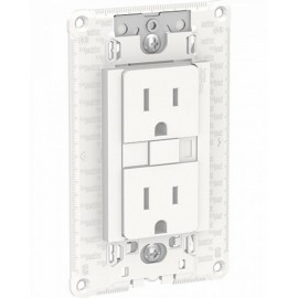 Toma de corriente dúplex 2P+T 15A con protección GFCI 127 Vca. Blanco