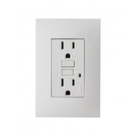 TOMA DE CORRIENTE DUPLEX FALLA A TIERRA ICFT CON CHASIS Y CON PLACA BLANCO | Simon 25 | CODIGO 25425-60