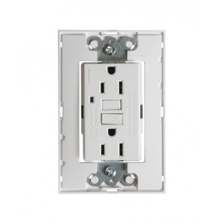 TOMA DE CORRIENTE DUPLEX FALLA A TIERRA ICFT CON CHASIS Y SIN PLACA BLANCO | Simon 25 | CODIGO 25425-30