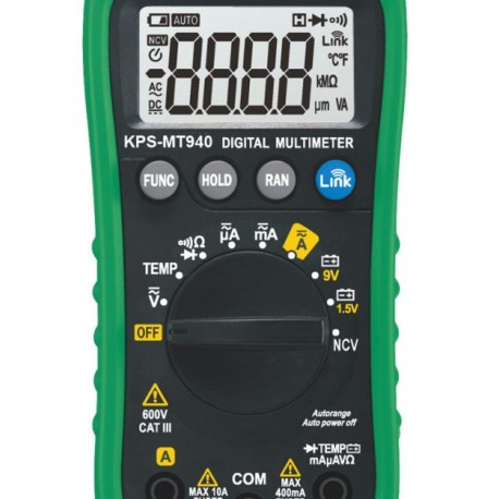 MULTÍMETRO BLUETOOTH 600V VOLT AC/DC, CORRIENTE AC/DC, TEMPERATURA, TRMS, NCV,