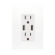 CONTACTO DUPLEX 2 POLOS MAS TIERRA CON 2 PUERTOS USB 2.1 AMP CON PLACA UNNO BLANCO INCLUIDA UNNO
