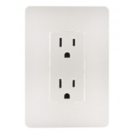 CONTACTO DUPLEX ECONOMICO 2 POLOS MAS TIERRA CON PLACA UNNO BLANCO INCLUIDA UNNO