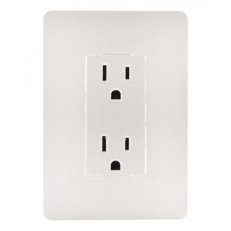 CONTACTO DUPLEX ECONOMICO 2 POLOS MAS TIERRA CON PLACA UNNO BLANCO INCLUIDA UNNO