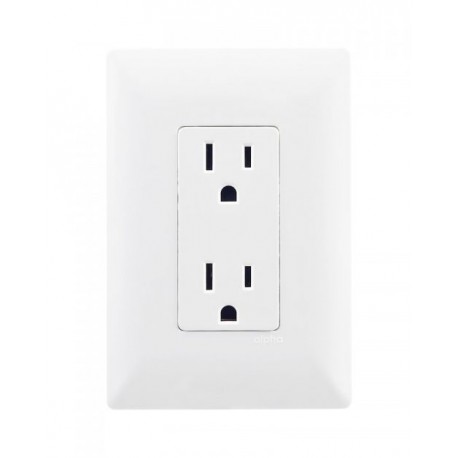 CONTACTO DUPLEX ECONÓMICO 2P + T C/ PLACA  BLANCA | ALPHA | ESTEVEZ