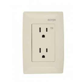 PLACA 3 MÓDULOS + RECEPTACULO DÚPLEX MARFIL | ROYER 100