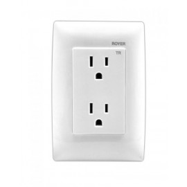 PLACA 3 MÓDULOS CON RECEPTACULO DÚPLEX BLANCO | ROYER 100