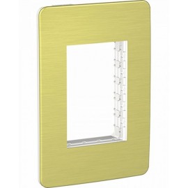 Placa de 3 módulos Solar Yellow. Verde Aluminio