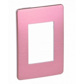 Placa de 3 módulos Venus Pink. Rosa Aluminio