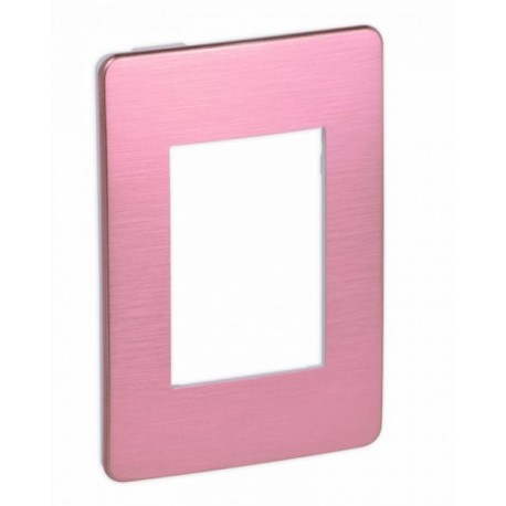 Placa de 3 módulos Venus Pink. Rosa Aluminio