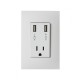 TOMA CORRIENTE 2P + T CON DOS CARGADORES USB CON PLACA COLOR BLANCO SIMON | Simon 25 | CODIGO 25454-60