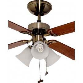 VENTILADOR DECORATIVO 42″ C/LUZ 3X60W E26 4 ASPAS MDF REVERSIBLES 3 VEL. LATON ANTIGUO | MASTERFAN